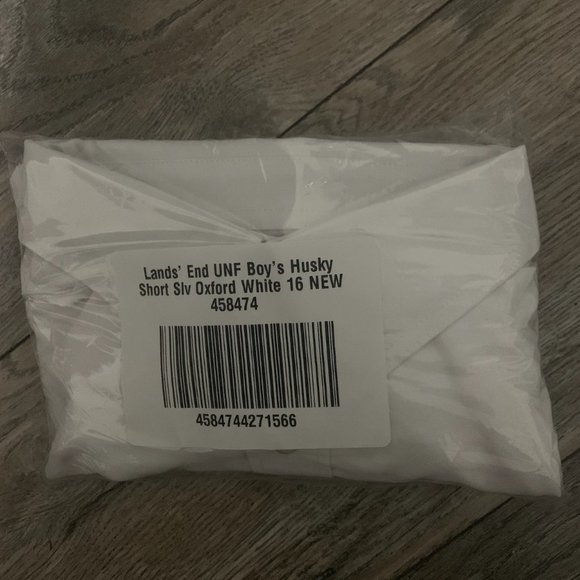 NWT LANDS' END UNIFORM BOY'S HUSKY SHORT SLEEVE‎ OXFORD DRESS SHIRT WHITE 16H - Picture 3 of 5